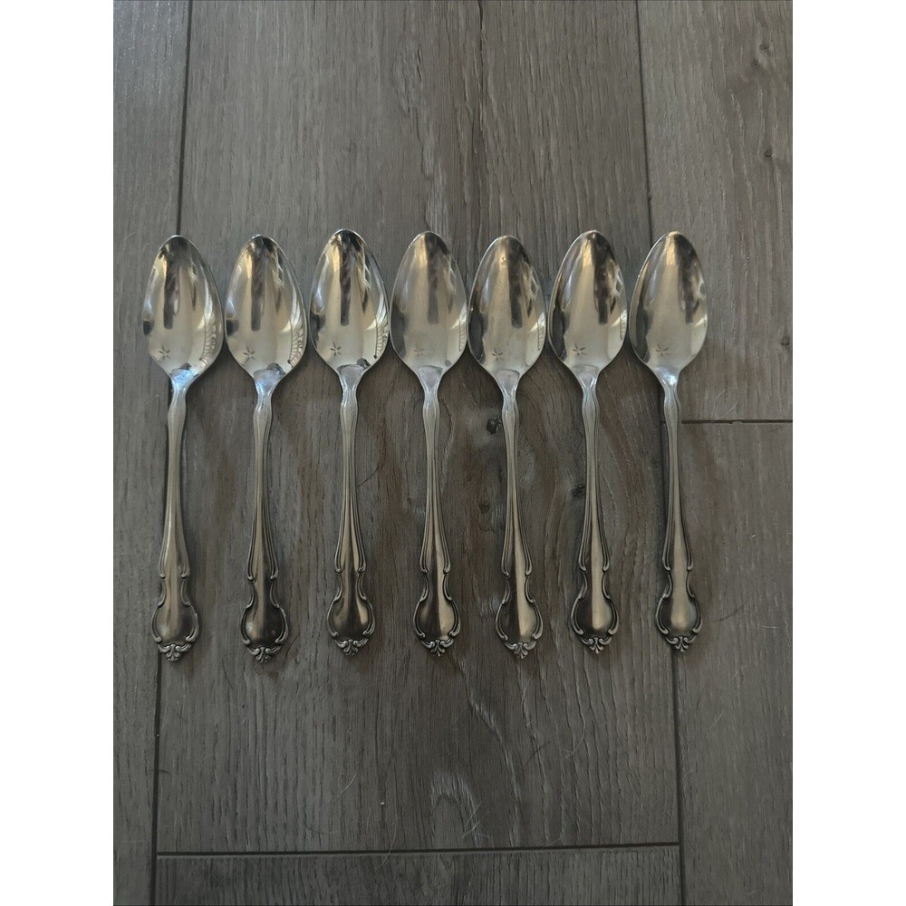 SET OF 7 WM ROGERS CUSTOM STAINLESS STEEL ROYAL SPLENDOR‎ 6-1/4" TEASPOONS